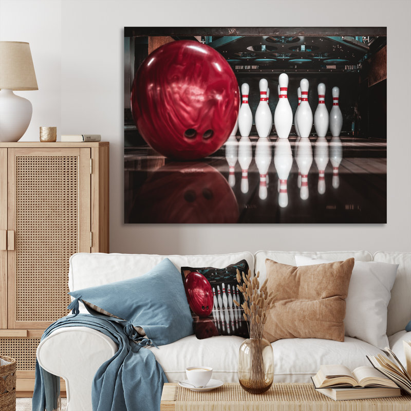 Red Strike Bowling - Sports, reproduction d'art sur toile, H 24 po x l 32 po x P 1 po, Toile tendue