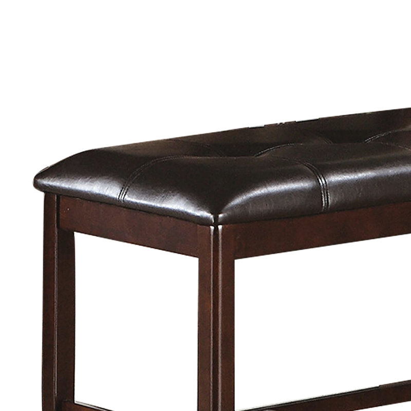 Banc de salle à manger à hauteur de comptoir moderne avec base et coussin en similicuir brun