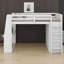 Lit mezzanine multifonctionnel, bureau d'écriture intégré, lumières DEL, tablettes de rangement, garde-robe à double porte-132916936