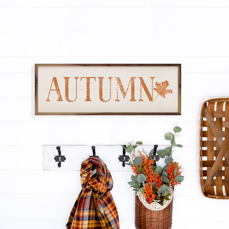 Feuille d'automne orange - blanc, H 4 po x l 12 po