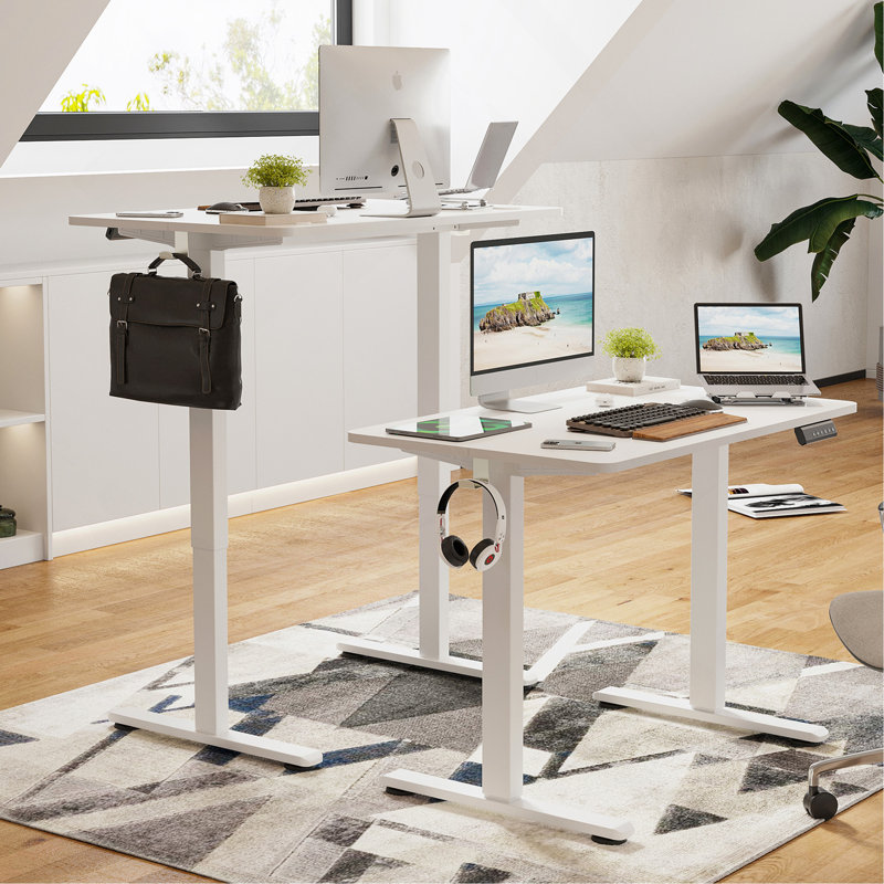 Bureau de travail électrique à hauteur réglable, Blanc