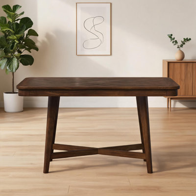 Table de salle à manger rectangulaire de 54 pouces pour 4, style Mid-Century moderne en bois massif et manufacturé, finition cerisier