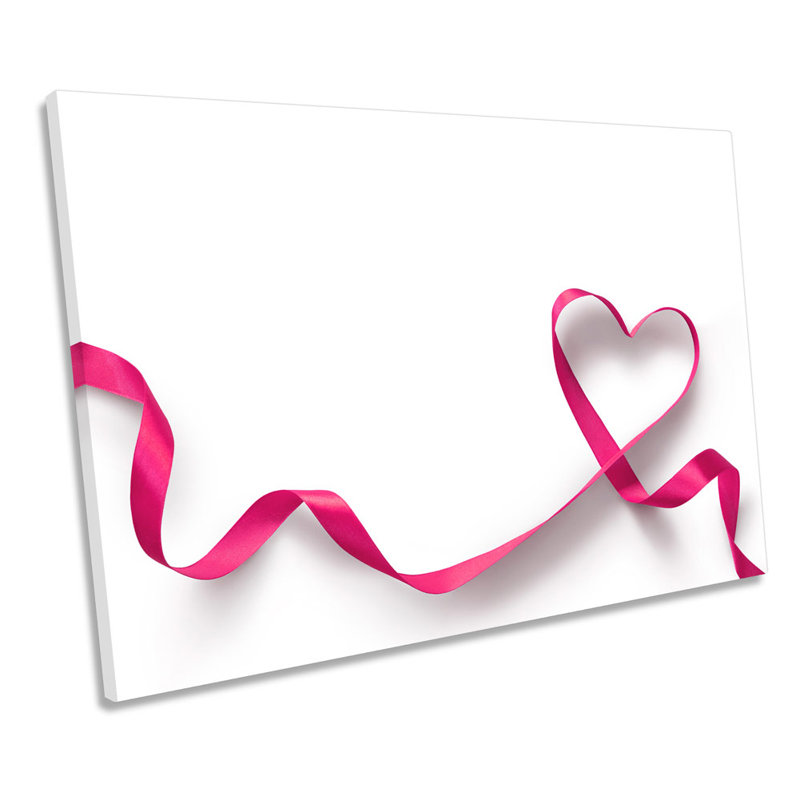 Love Heart Ribbon - Wrapped Canvas Print, 30.5cm H x 45.7cm W x 2cm D