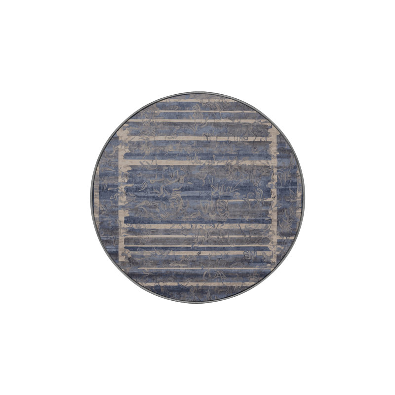 Tapis gris soyeux et moelleux, Rond 6 pi