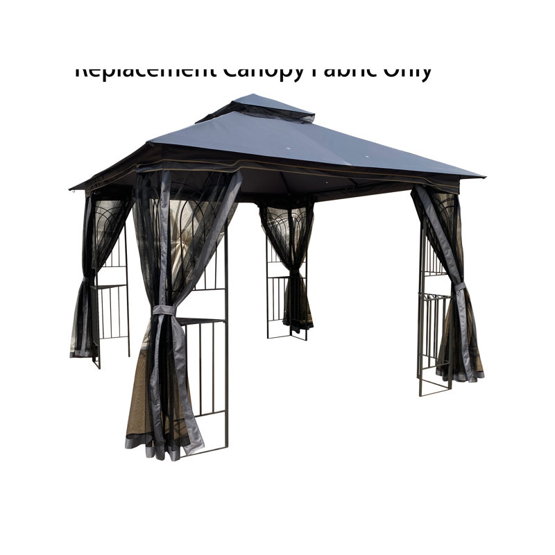 Matériau de remplacement de pavillon de jardin à double toit 10 pi x 10 pi, gris, hydrofuge, remplacement de la toile à installation simple, gris, protégé, résistant aux intempéries