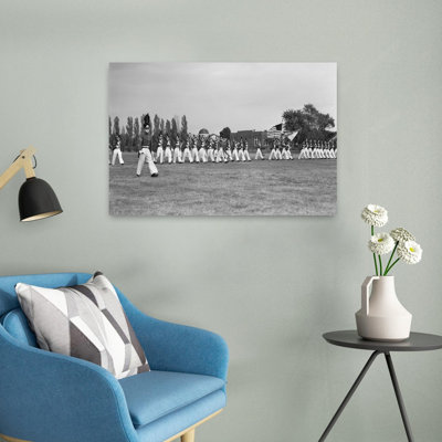 1940s STUDENTS MARCHING PENNSYLVANIA MILITARY COLLEGE IN CHESTER by H. Armstrong Roberts - Wrapped Canvas Print