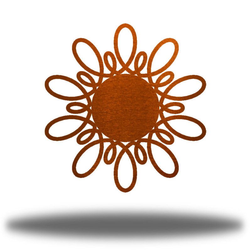 Décoration murale tourbillon de soleil en métal, Cuivre, H 24 po x l 24 po x P 0,06 po