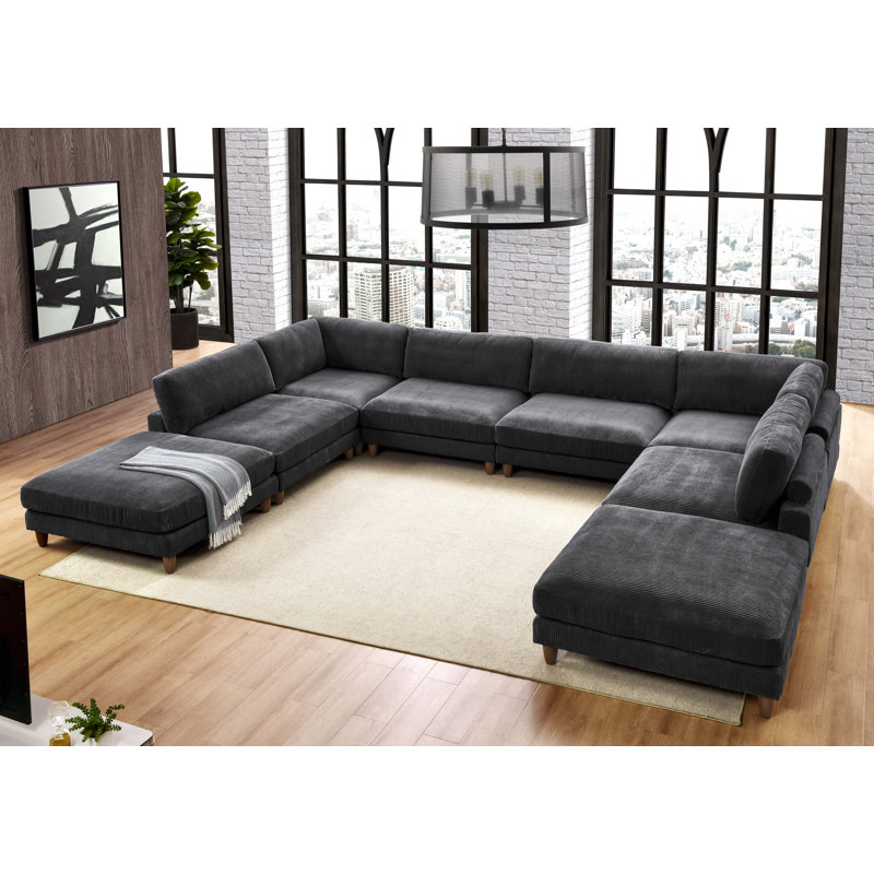 Corduroy Sectional, Gray Corduroy