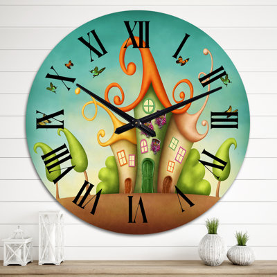 Blue Fantasy Castles with Red Roofs I - Children's Art Wall Clock