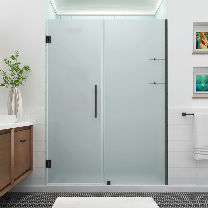 Belmore Oil Rubbed Bronze Frameless Shower Door with Frosted Tempered Glass