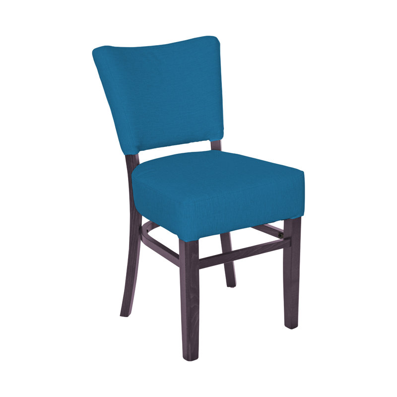 Chaise de restaurant rembourrée Madison, Acajou foncé, Bleu