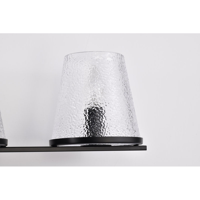 Coiffeuse Sluis - Verre martelé, Noir, 24 po de largeur, Trois lumières