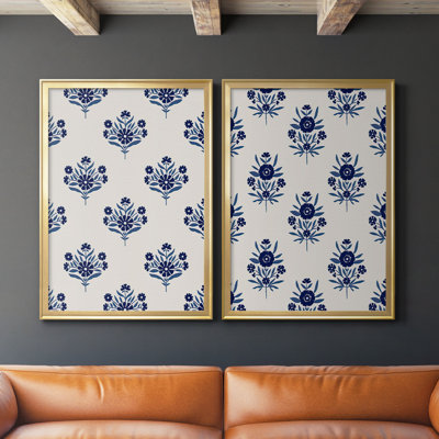 " Indigo Bloom Pattern I " 2 - Pieces