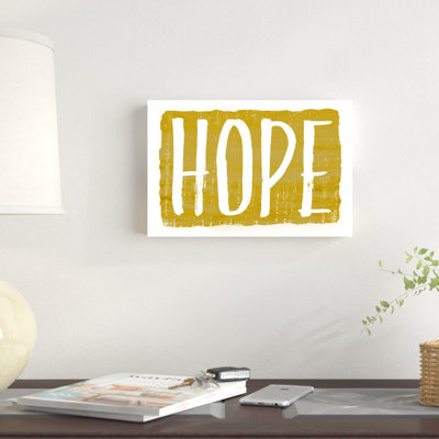 «Hope», art textuel sur toile tendue