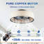 Ventilateur de plafond encastré en cage 20 po noir mat avec lumières et télécommande