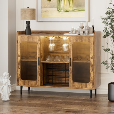 Armoire à vin 40 po avec rangement à 4 niveaux pour verres avec lumières DEL Xachary