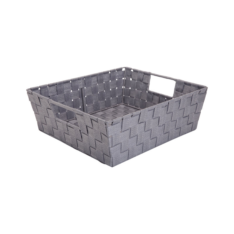 Simplify Lurex Fabric Box, 5" H x 15" W x 13" D, Black Silver