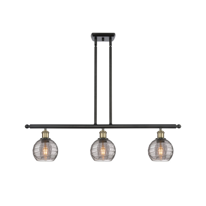 Luminaire suspendu pour îlot de cuisine 3 lumières Ellington, Laiton antique noir