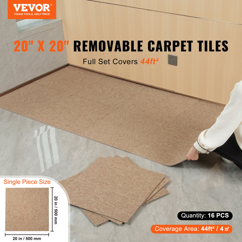 Dalle de tapis en polyester 20 po x L 20 po coupe et bouclée