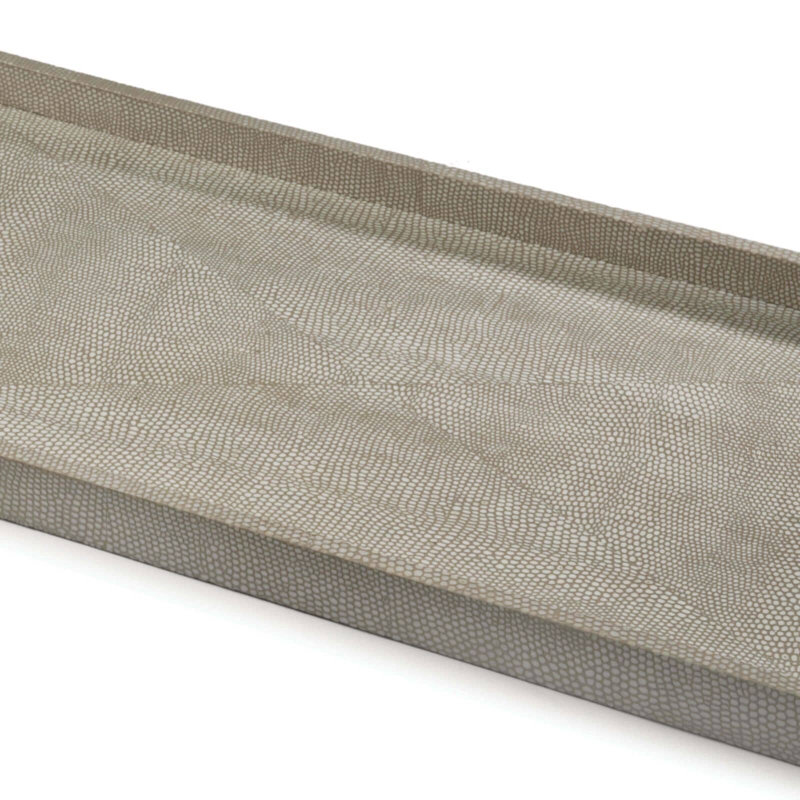 Ivory Gray Python Pattern Tray with Matte Gold Handles