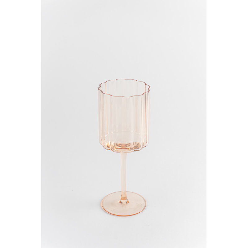 Verre à vin cannelé à bord festonné Dovecove, ensemble de 4, 12 oz, bleu, Amber