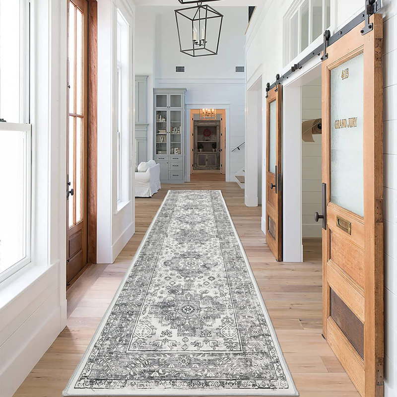 Floral Flatweave Area Rug, Runner 60 x 240cm
