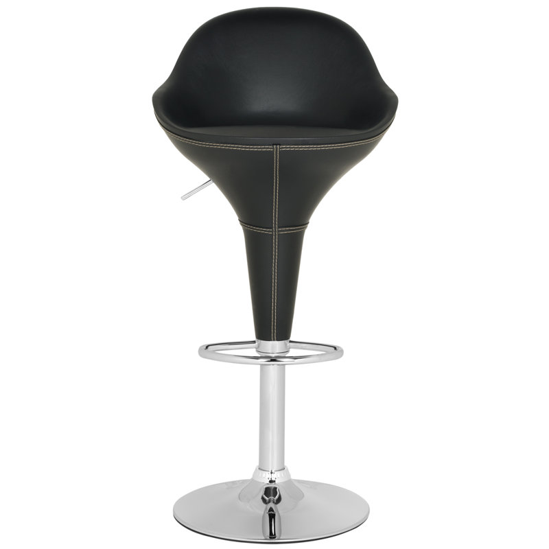 Tabouret tournant à hauteur réglable avec coussin, Noir