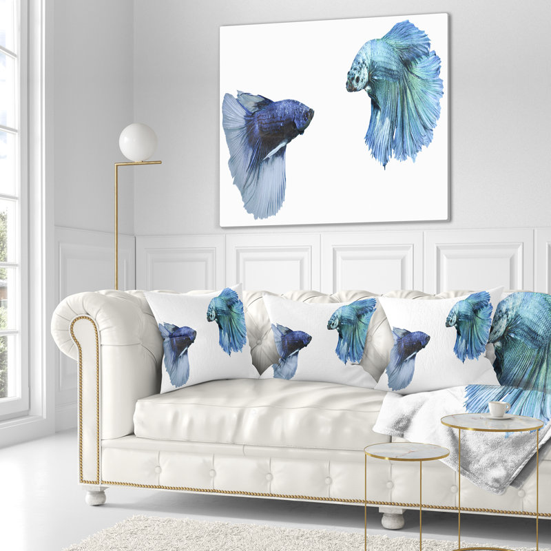 Fighting Fish - Animal Printed Throw Pillow