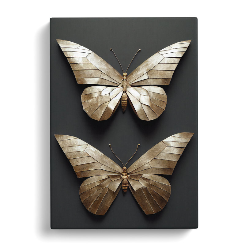 Metal Butterflies - Wrapped Canvas, 50cm H x 35cm W x 3cm D