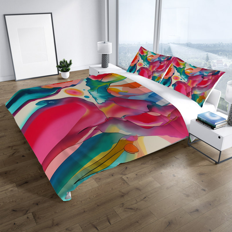 Polyester Abstract Duvet Cover, King Duvet Cover + 2 King Shams