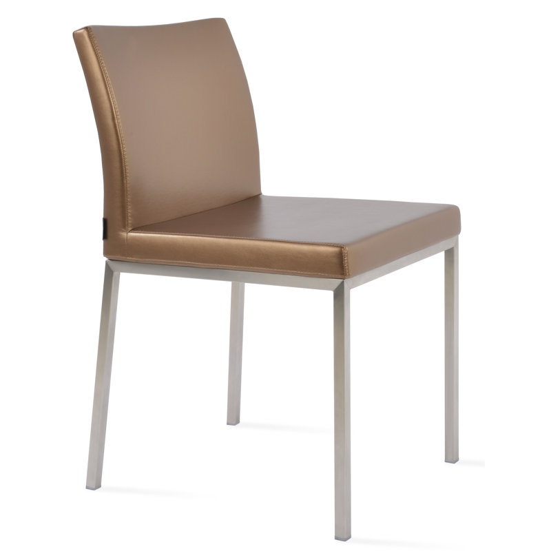 Chaise d'appoint en métal Aria, Acier inoxydable, Beige bouclé