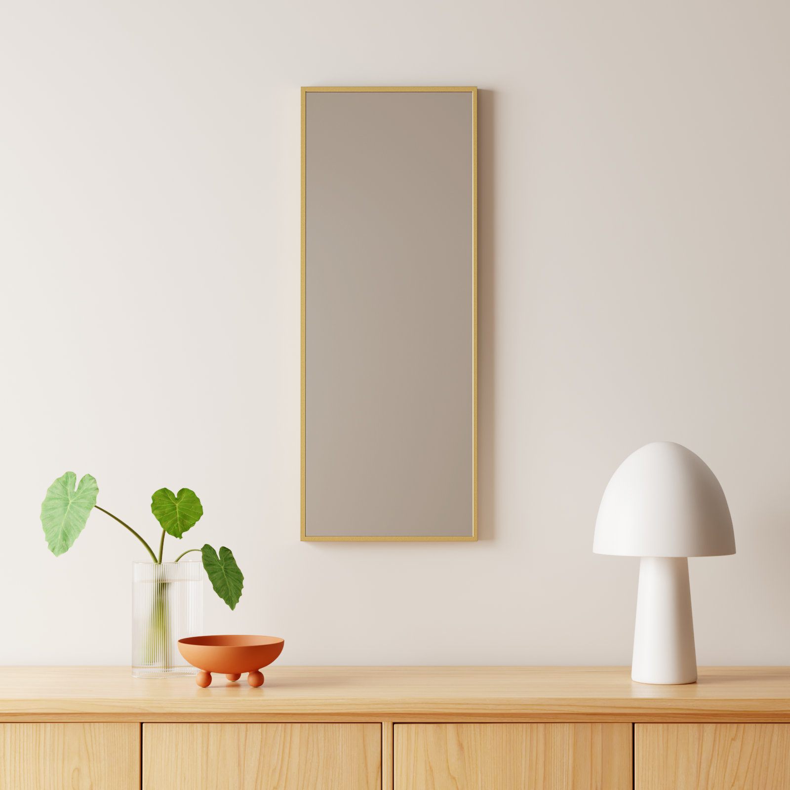 Sabine Metal Rectangle Wall Mirror, 36" x 14", Brass