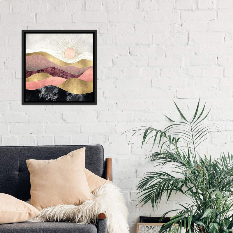 « rosé sun » par spacefrog designs-print, H 26 po x l 26 po x P 1,5 po, Toile avec cadre noir patiné