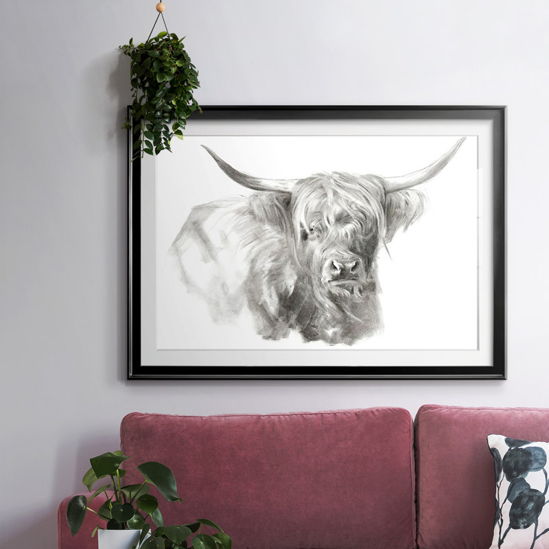 «Soft Focus Highland Bétail I», impression sur papier, H 30 po x l 44 po x P 1,5 po, Noir