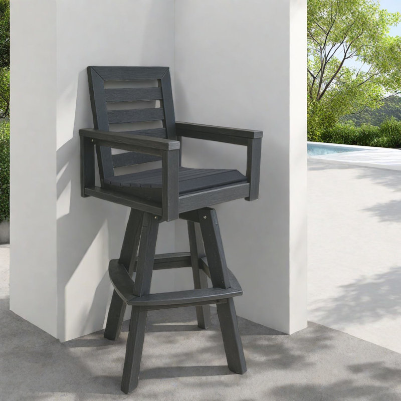 Tabourets de bar gris ardoise durables, pivotant à 360 °, style transitionnel pour le bord de la piscine