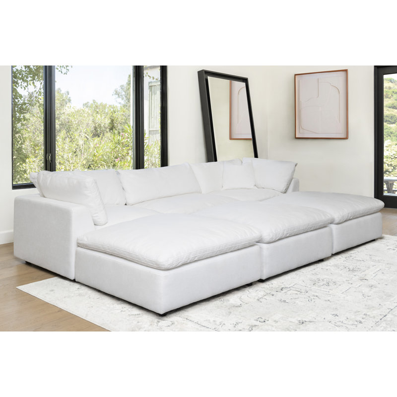 Ensemble de canapé et de repose-pieds 3 pièces Luxe, Blanc