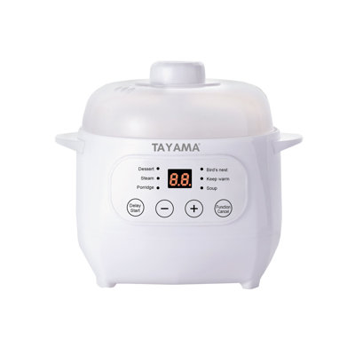 1 Qt. White Mini Ceramic Stew Cooker With Pre-settings And Built-in Timer