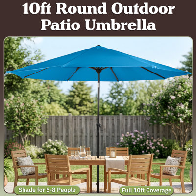 Kelton 10' W Crank Lift Auto-Tilt Patio Umbrella