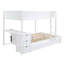 Structure de lit plateforme double pleine grandeur avec tête de lit tapissier et lattes de bois - aucun sommier requis, assemblage facile, gris