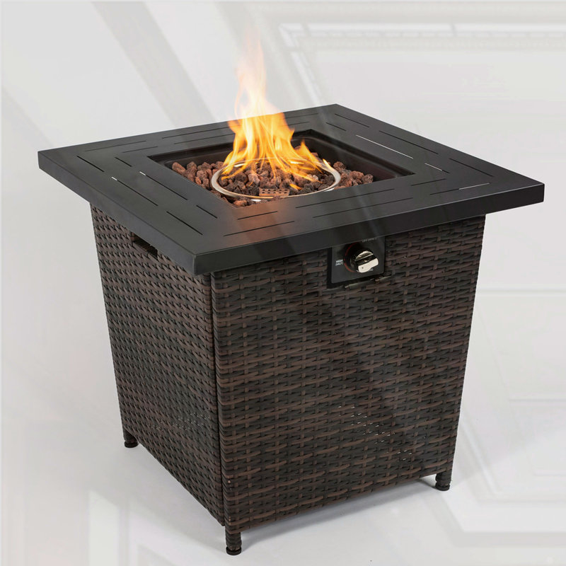 28inch Wicker Square Fire Pit Table