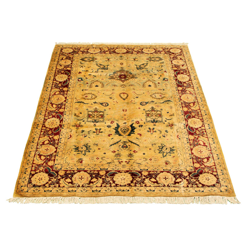 One-of-a-Kind Rectangle 6' X 9' New Age Wool Area Rug in Dark Blue/Dark Red/Ivory