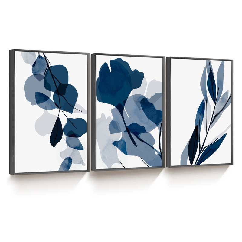 Style bohémien - ensemble de 3 impressions encadrées sur toile, Noir, H 16 po x l 36 po x P 1,5 po