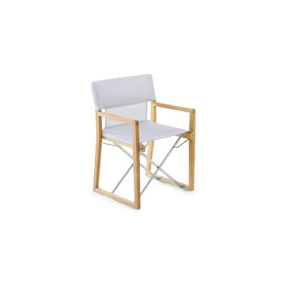 Petit fauteuil en teck océan et housse en chanvre blanc