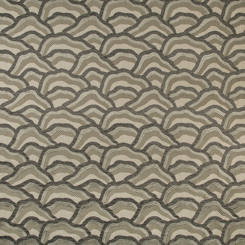 Les Rizieres Emb Fabric, Silver/Charcoal