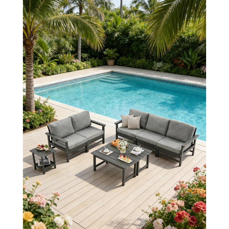 Ensemble de meubles d'extérieur avec coussins Hdpe
