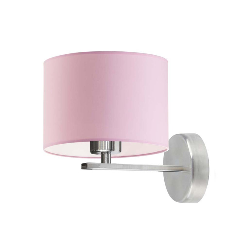 Ayaka Armed Sconce, Brushed Steel, Light Pink