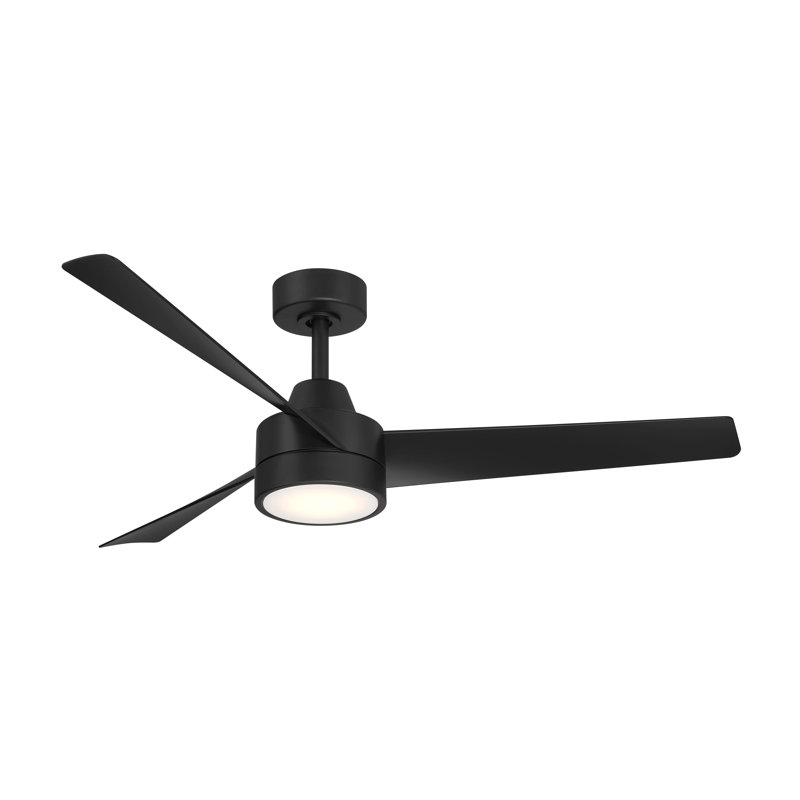 Rizo 52" 3 Blade Indoor/Outdoor Low-profile Matte Black Modern Ceiling Fan with Wall Control, Matte Black