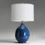 24 po Lampe de table en céramique bleue à 3 voies avec abat-jour tambour