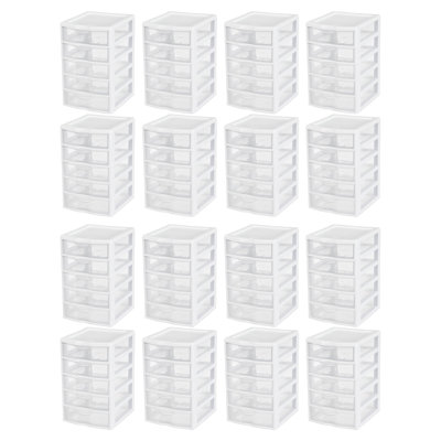 Petit système de bac de rangement en plastique 5 tiroirs Sterilite Clearview