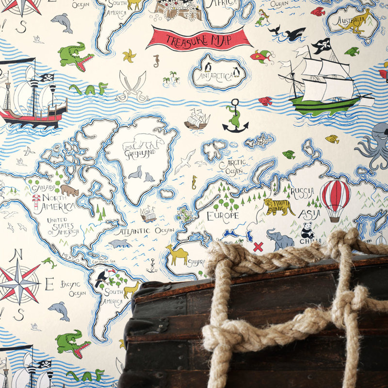 Treasure Map Wallpaper, Vanilla/Multi